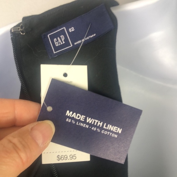 NEW Gap Linen Blend Fit & Flare Dress Black Sleeveless Pockets Preppy Career - Picture 16 of 16